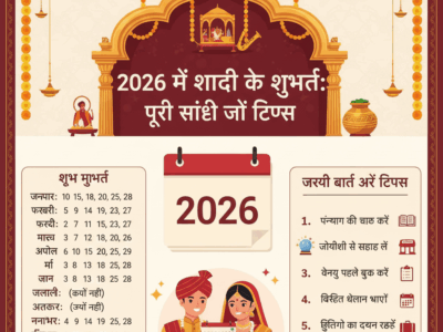 2026 में शादी के शुभ मुहूर्त पूरी सूची और टिप्स