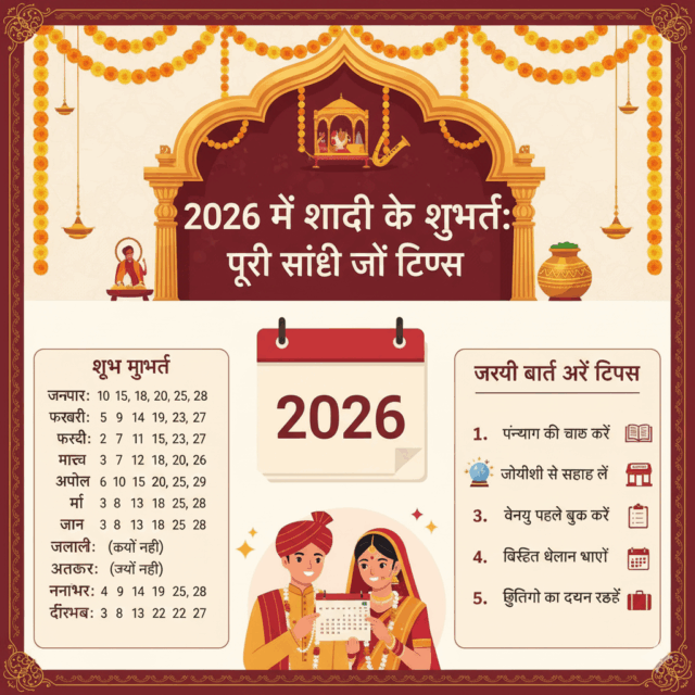 2026 में शादी के शुभ मुहूर्त पूरी सूची और टिप्स
